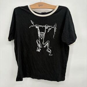 Womans Classis Odel Monkey Graphic T Shirt Size‎ Large Black  White #9G